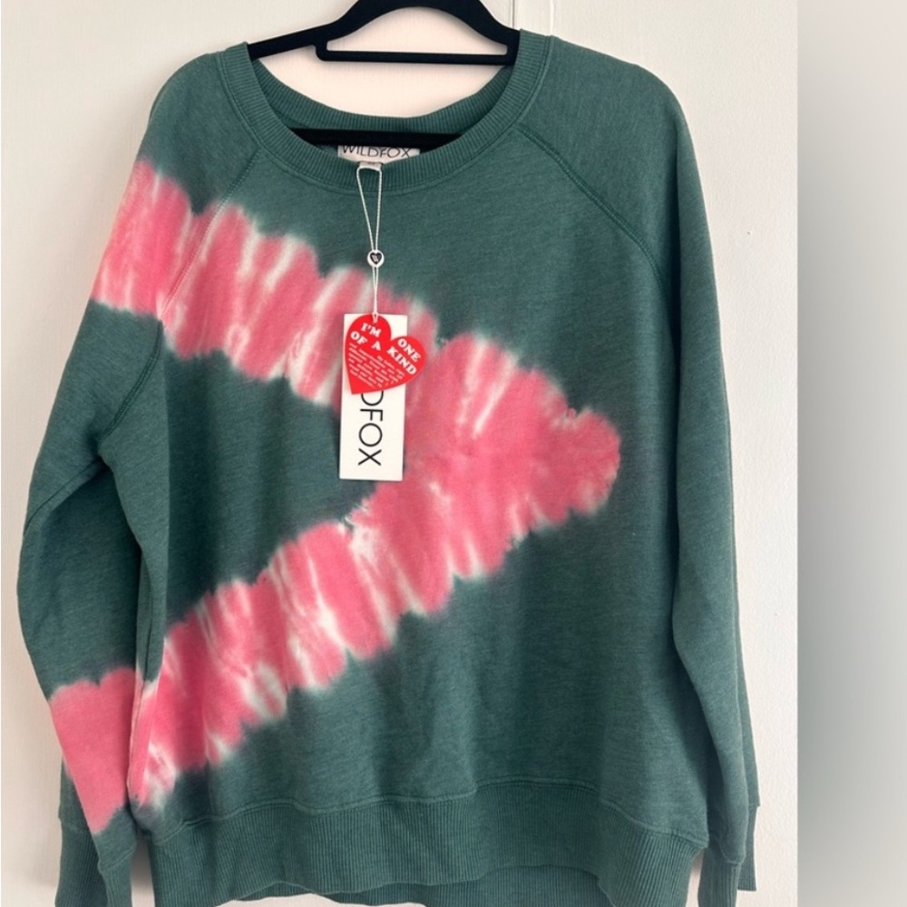 Wildfox Green and Watermelon Tie-Dye Sweatshirt